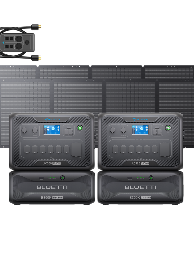 BLUETTI 2*AC300+2*B300K+2*PV350D+P030A | Home Battery Backup On Sale