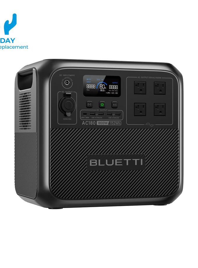 BLUETTI AC180 Solar Portable Power Station | 1,800W 1,152Wh On Sale